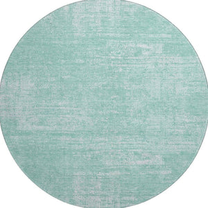 HomeRoots 8' Turquoise and Ivory Abstract Washable Round Rug - UV Protected, Stain Resistant, Stylish Home Decor 667147