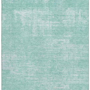 HomeRoots 9' X 12' Turquoise & Ivory Abstract Washable Area Rug – Durable, UV Protected, Stylish & Easy Care 667149