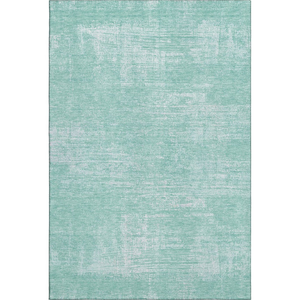 HomeRoots 10' Turquoise and Ivory Abstract Washable Area Rug - Durable, UV-Protected, Modern Style for Homes 667150