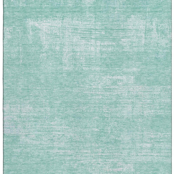 HomeRoots 10' Turquoise and Ivory Abstract Washable Area Rug - Durable, UV-Protected, Modern Style for Homes 667150