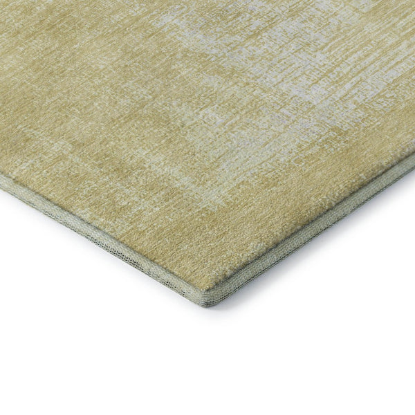 HomeRoots 5' Abstract Wheat & Ivory Washable Area Rug – UV-Protected, Durable Design for Homes with Kids & Pets 667152