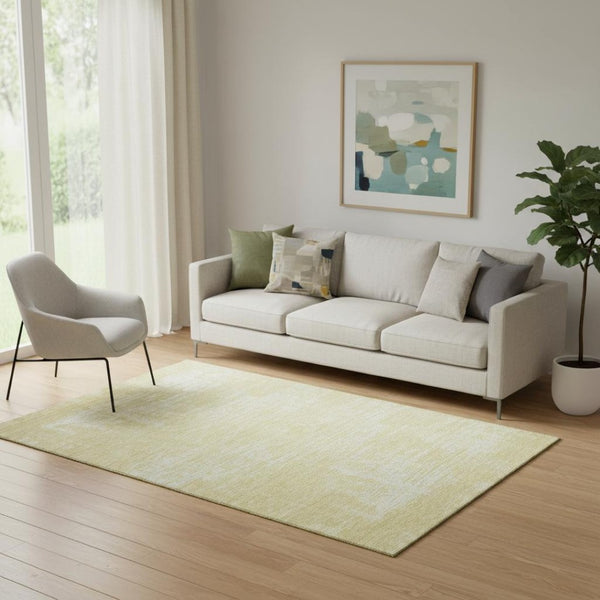 HomeRoots 5' Abstract Wheat & Ivory Washable Area Rug – UV-Protected, Durable Design for Homes with Kids & Pets 667152
