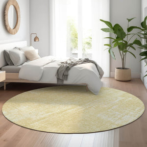 HomeRoots 8' Wheat and Ivory Abstract Washable Round Rug - Durable, Stylish, UV-Protected for Busy Homes 667153