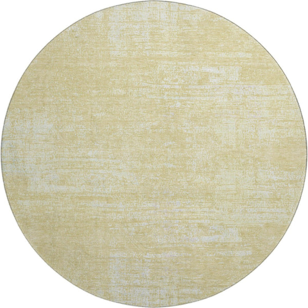 HomeRoots 8' Wheat and Ivory Abstract Washable Round Rug - Durable, Stylish, UV-Protected for Busy Homes 667153