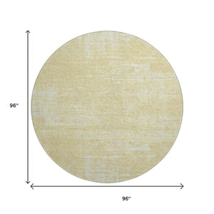 HomeRoots 8' Wheat and Ivory Abstract Washable Round Rug - Durable, Stylish, UV-Protected for Busy Homes 667153