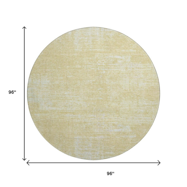 HomeRoots 8' Wheat and Ivory Abstract Washable Round Rug - Durable, Stylish, UV-Protected for Busy Homes 667153