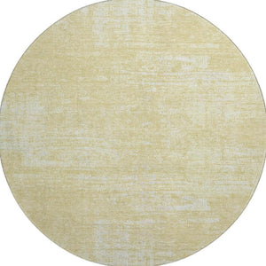 HomeRoots 8' Wheat and Ivory Abstract Washable Round Rug - Durable, Stylish, UV-Protected for Busy Homes 667153