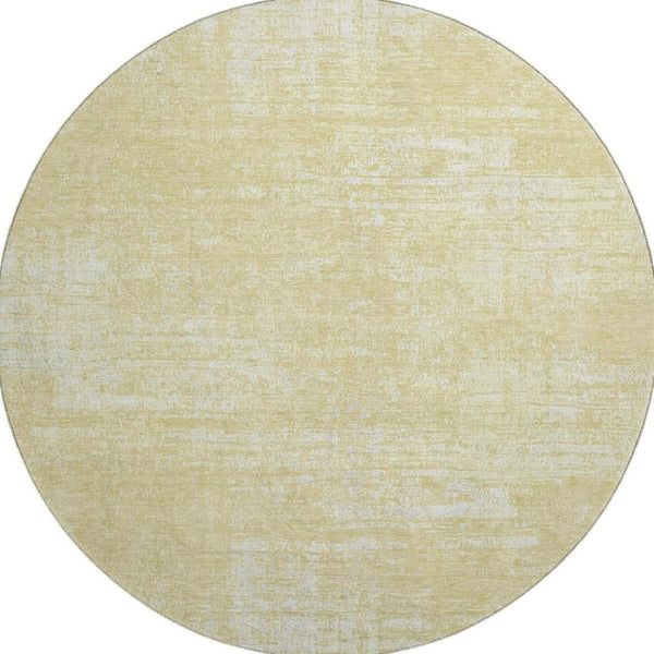 HomeRoots 8' Wheat and Ivory Abstract Washable Round Rug - Durable, Stylish, UV-Protected for Busy Homes 667153