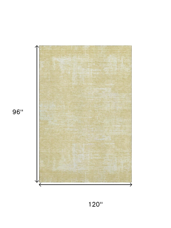HomeRoots 8' X 10' Wheat and Ivory Abstract Rug - Stylish, Washable, UV Protected, Perfect for High-Traffic Areas 667154