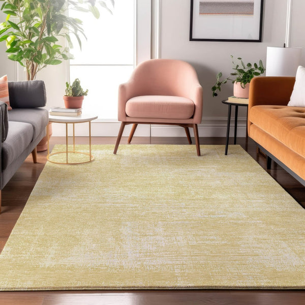 HomeRoots 8' X 10' Wheat and Ivory Abstract Rug - Stylish, Washable, UV Protected, Perfect for High-Traffic Areas 667154