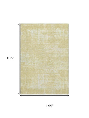 HomeRoots 9' X 12' Wheat and Ivory Abstract Washable Area Rug - Durable, Stain Resistant, UV Protected Charm! 667155