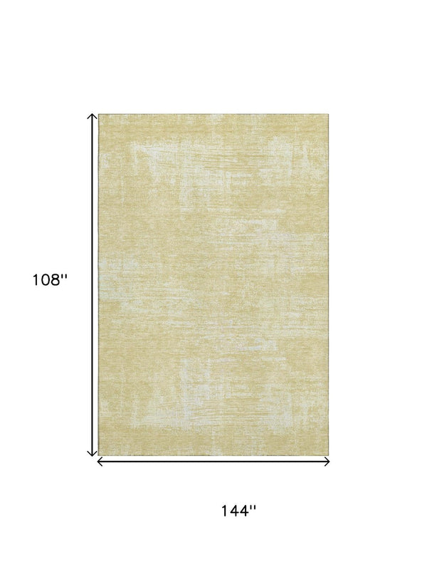 HomeRoots 9' X 12' Wheat and Ivory Abstract Washable Area Rug - Durable, Stain Resistant, UV Protected Charm! 667155