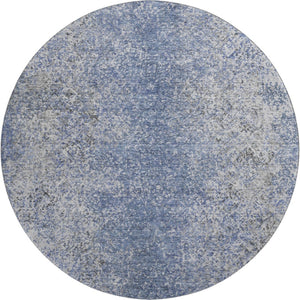 HomeRoots 8' Blue and Gray Abstract Washable Round Rug with UV Protection for Homes with Kids and Pets 667159