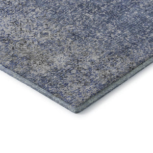 HomeRoots 8' Blue and Gray Abstract Washable Round Rug with UV Protection for Homes with Kids and Pets 667159