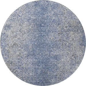 HomeRoots 8' Blue and Gray Abstract Washable Round Rug with UV Protection for Homes with Kids and Pets 667159
