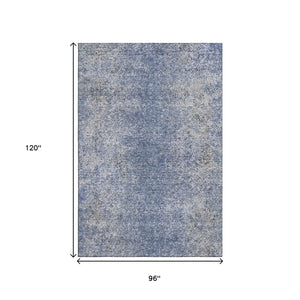 HomeRoots 8' X 10' Blue and Gray Abstract Area Rug - Washable, Stain-Resistant, UV Protected for Modern Homes 667160