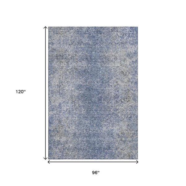 HomeRoots 8' X 10' Blue and Gray Abstract Area Rug - Washable, Stain-Resistant, UV Protected for Modern Homes 667160