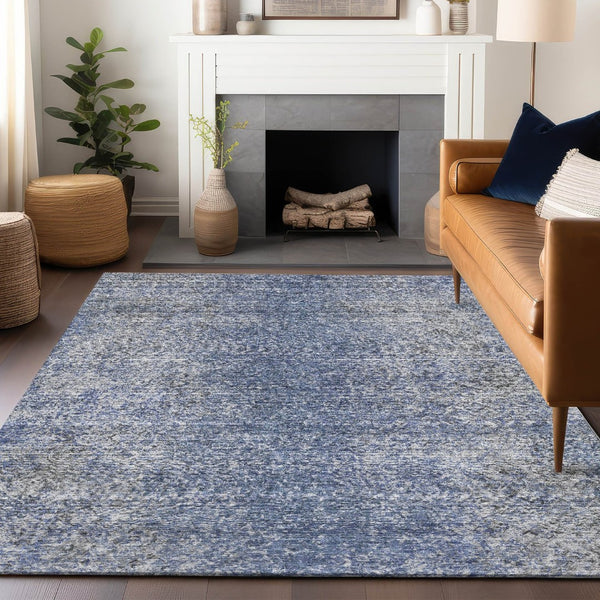 HomeRoots 8' X 10' Blue and Gray Abstract Area Rug - Washable, Stain-Resistant, UV Protected for Modern Homes 667160