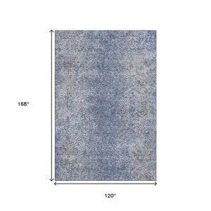HomeRoots 10' X 14' Blue And Gray Abstract Washable Area Rug – Soft, Stain-Resistant, UV Protected for Style! 667162