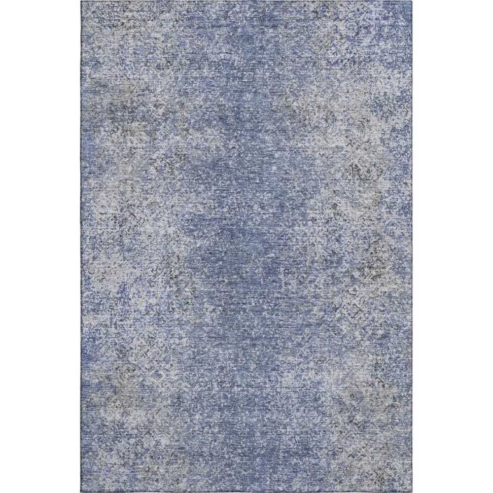 HomeRoots 10' X 14' Blue And Gray Abstract Washable Area Rug – Soft, Stain-Resistant, UV Protected for Style! 667162