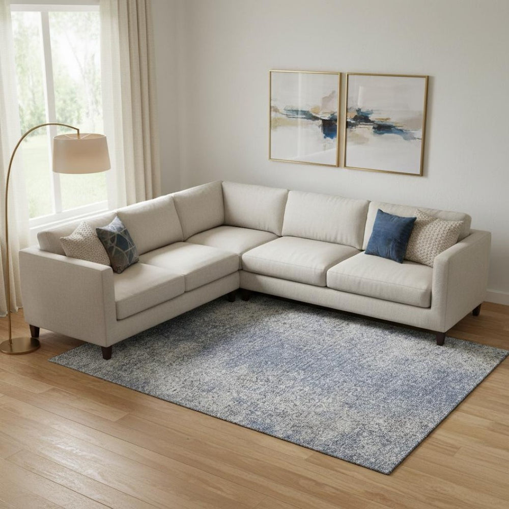 HomeRoots 10' X 14' Blue And Gray Abstract Washable Area Rug – Soft, Stain-Resistant, UV Protected for Style! 667162
