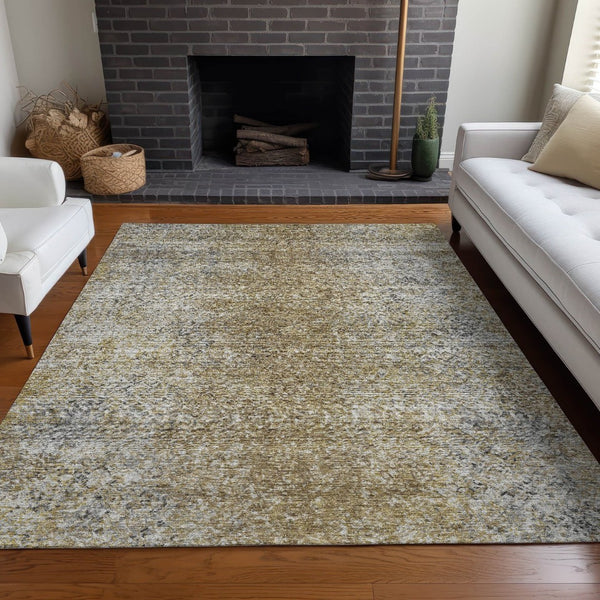 HomeRoots 5' X 8' Brown and Beige Abstract Area Rug - UV Protected, Stain Resistant, Washable for Easy Care 667164