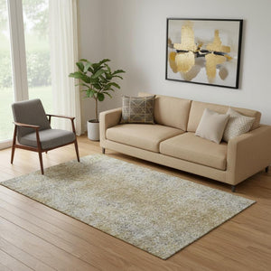 HomeRoots 5' X 8' Brown and Beige Abstract Area Rug - UV Protected, Stain Resistant, Washable for Easy Care 667164