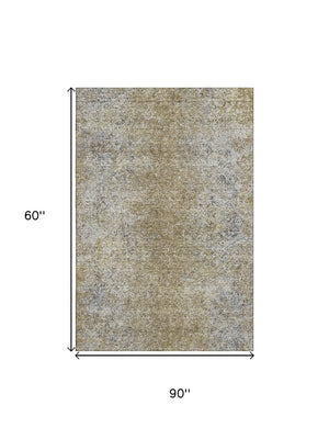 HomeRoots 5' X 8' Brown and Beige Abstract Area Rug - UV Protected, Stain Resistant, Washable for Easy Care 667164