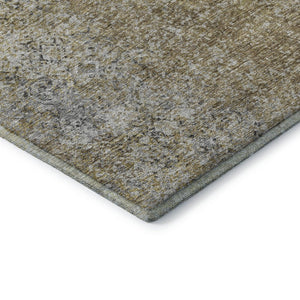 HomeRoots 8' Brown and Beige Abstract Round Rug - Washable, UV-Protected, Modern Design for Busy Homes 667165