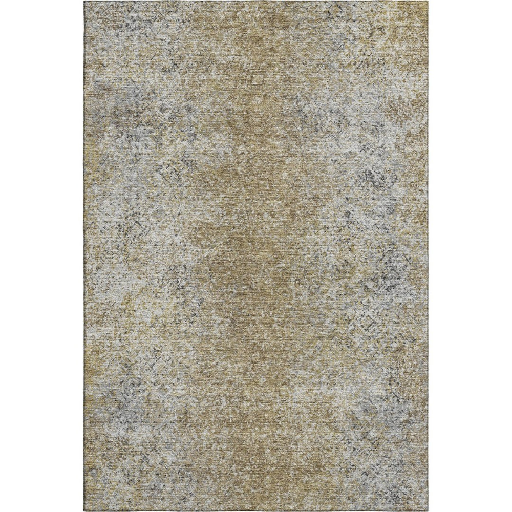 HomeRoots 8' X 10' Brown and Beige Abstract Area Rug - Stain Resistant, UV Protected, Modern Design for Homes 667166