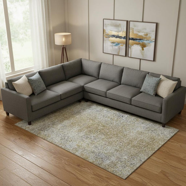 HomeRoots 8' X 10' Brown and Beige Abstract Area Rug - Stain Resistant, UV Protected, Modern Design for Homes 667166
