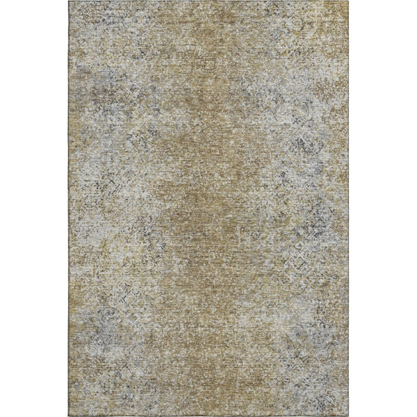 HomeRoots 9' x 12' Washable Abstract Area Rug in Brown & Beige - UV Protection, Durable & Easy-Care Design 667167