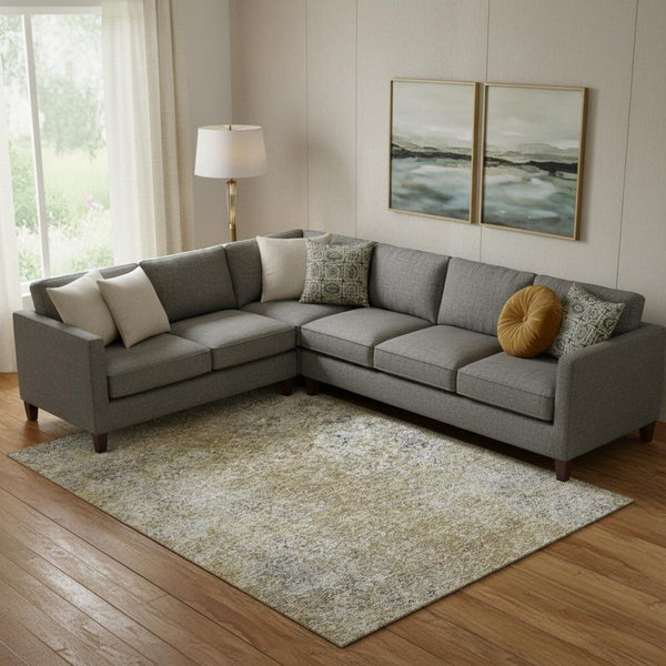 HomeRoots 10' X 14' Stylish Brown and Beige Abstract Area Rug with Stain Resistance and UV Protection for Homes 667168