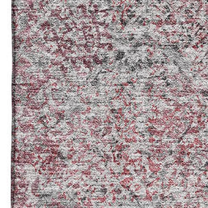 HomeRoots 5' X 8' Merlot & Gray Abstract Area Rug - Washable, UV-Protected, Durable for Homes with Kids & Pets 667176