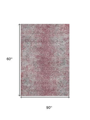 HomeRoots 5' X 8' Merlot & Gray Abstract Area Rug - Washable, UV-Protected, Durable for Homes with Kids & Pets 667176