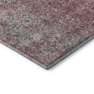 HomeRoots 5' X 8' Merlot & Gray Abstract Area Rug - Washable, UV-Protected, Durable for Homes with Kids & Pets 667176