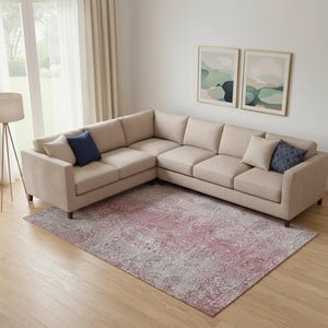 HomeRoots 8' X 10' Merlot and Gray Abstract Washable Area Rug - UV Protected, Stain Resistant, Durable Design 667178