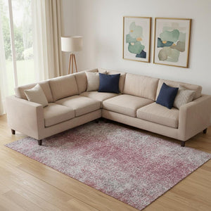 HomeRoots 9' X 12' Merlot & Gray Abstract Area Rug - Washable, UV Protected, Durable & Stain-Resistant Design 667179