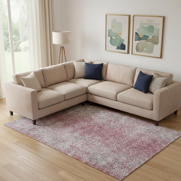 HomeRoots 9' X 12' Merlot & Gray Abstract Area Rug - Washable, UV Protected, Durable & Stain-Resistant Design 667179