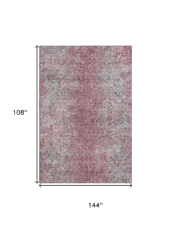 HomeRoots 9' X 12' Merlot & Gray Abstract Area Rug - Washable, UV Protected, Durable & Stain-Resistant Design 667179