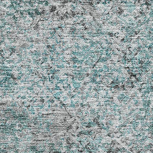 HomeRoots 5' X 8' Teal and Gray Washable Abstract Area Rug - Durable, Stain Resistant, UV Protected for Homes 667188