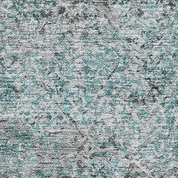 HomeRoots 5' X 8' Teal and Gray Washable Abstract Area Rug - Durable, Stain Resistant, UV Protected for Homes 667188