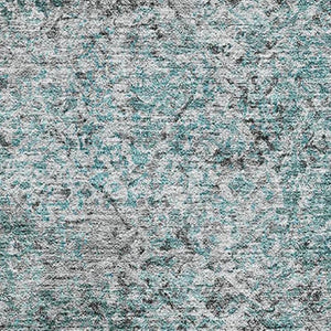 HomeRoots 8' X 10' Teal and Gray Abstract Area Rug - Washable, UV Protected, Durable & Stylish for Any Room 667190
