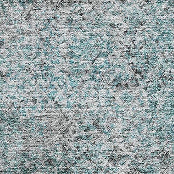 HomeRoots 8' X 10' Teal and Gray Abstract Area Rug - Washable, UV Protected, Durable & Stylish for Any Room 667190