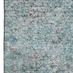 HomeRoots 8' X 10' Teal and Gray Abstract Area Rug - Washable, UV Protected, Durable & Stylish for Any Room 667190