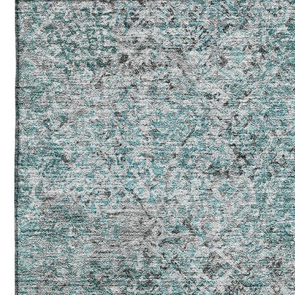 HomeRoots 8' X 10' Teal and Gray Abstract Area Rug - Washable, UV Protected, Durable & Stylish for Any Room 667190