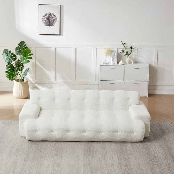 English Elm [video]87.4-inch Cloud Series Chenille Three-seater Sofa with Tufted Square Arms for Living Rooms White W3505P383948