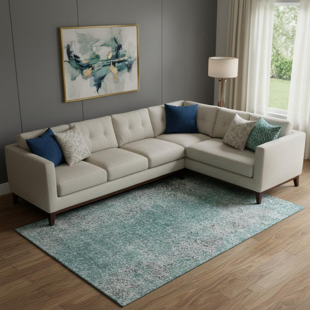 HomeRoots 9' X 12' Teal and Gray Abstract Washable Area Rug with UV Protection for Modern Homes & Families 667191
