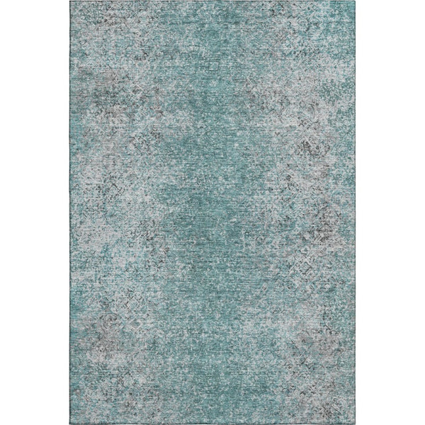 HomeRoots 10' X 14' Teal & Gray Abstract Area Rug - Soft, Stain-Resistant, UV Protected, Modern Design for Homes 667192