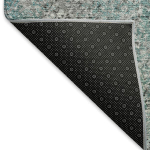 HomeRoots 10' X 14' Teal & Gray Abstract Area Rug - Soft, Stain-Resistant, UV Protected, Modern Design for Homes 667192